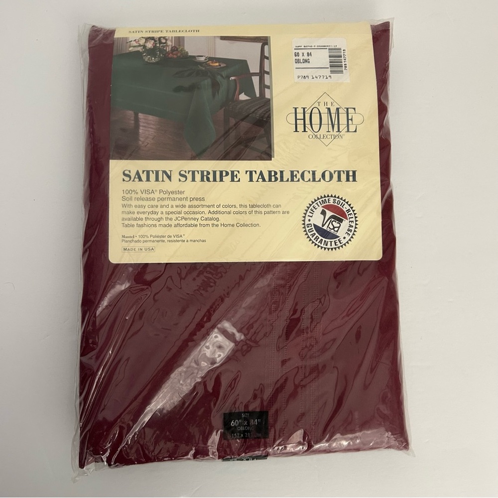 NEW The Home Collection Satin Stripe tablecloth oblong 60"x84"